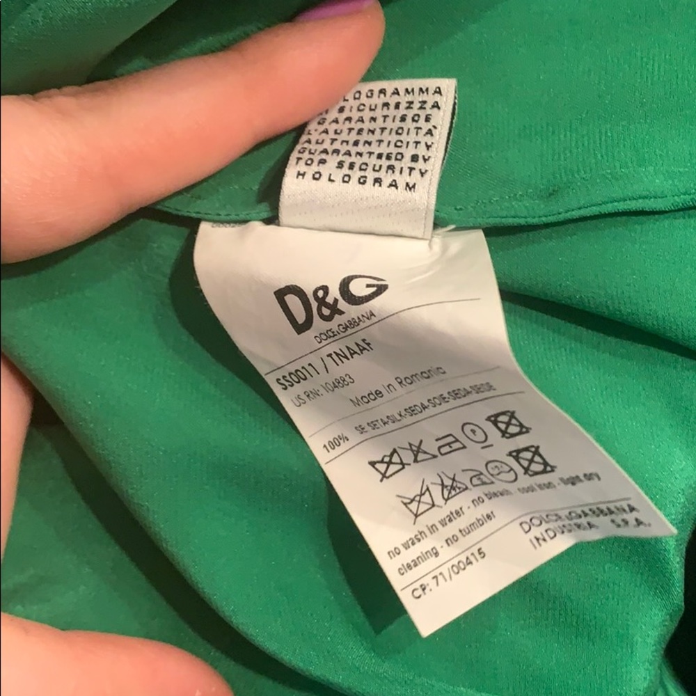 Dolce & Gabbana Green Satin Blouse - Picture 9 of 9